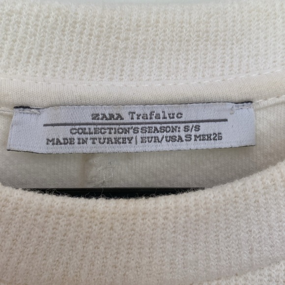 Zara Trafaluc White Short Sleeve Boxy T-Shirt Mini Dress w embroidered patches - Picture 6 of 11